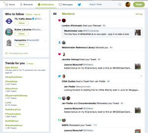 Screen shot of Twitter mentions
