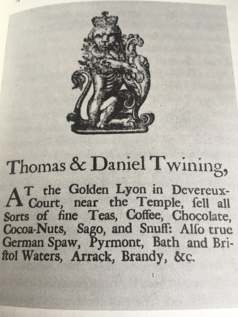 Twinings wrapper between 1734 and 1741